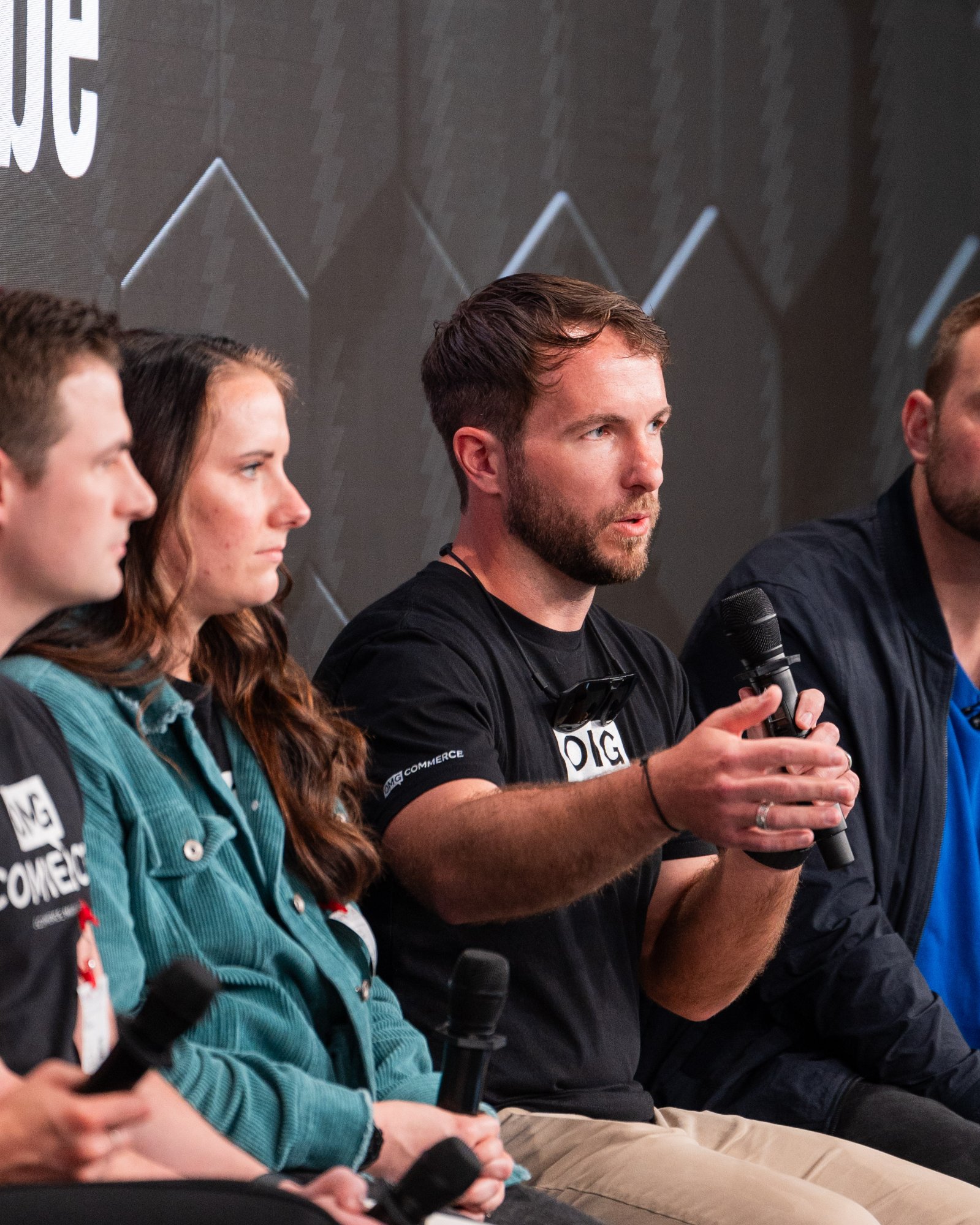Brandon Mangan speaking on panel at Google event