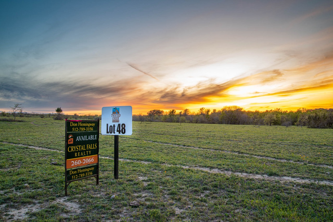 Land and lot photography at sunset, Central Texas acreage